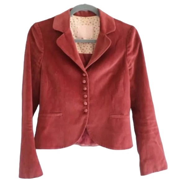 Rebecca Taylor Blush Rose Velvet Collared Jacket - Picture 3 of 9